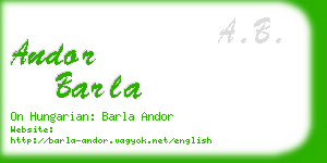 andor barla business card